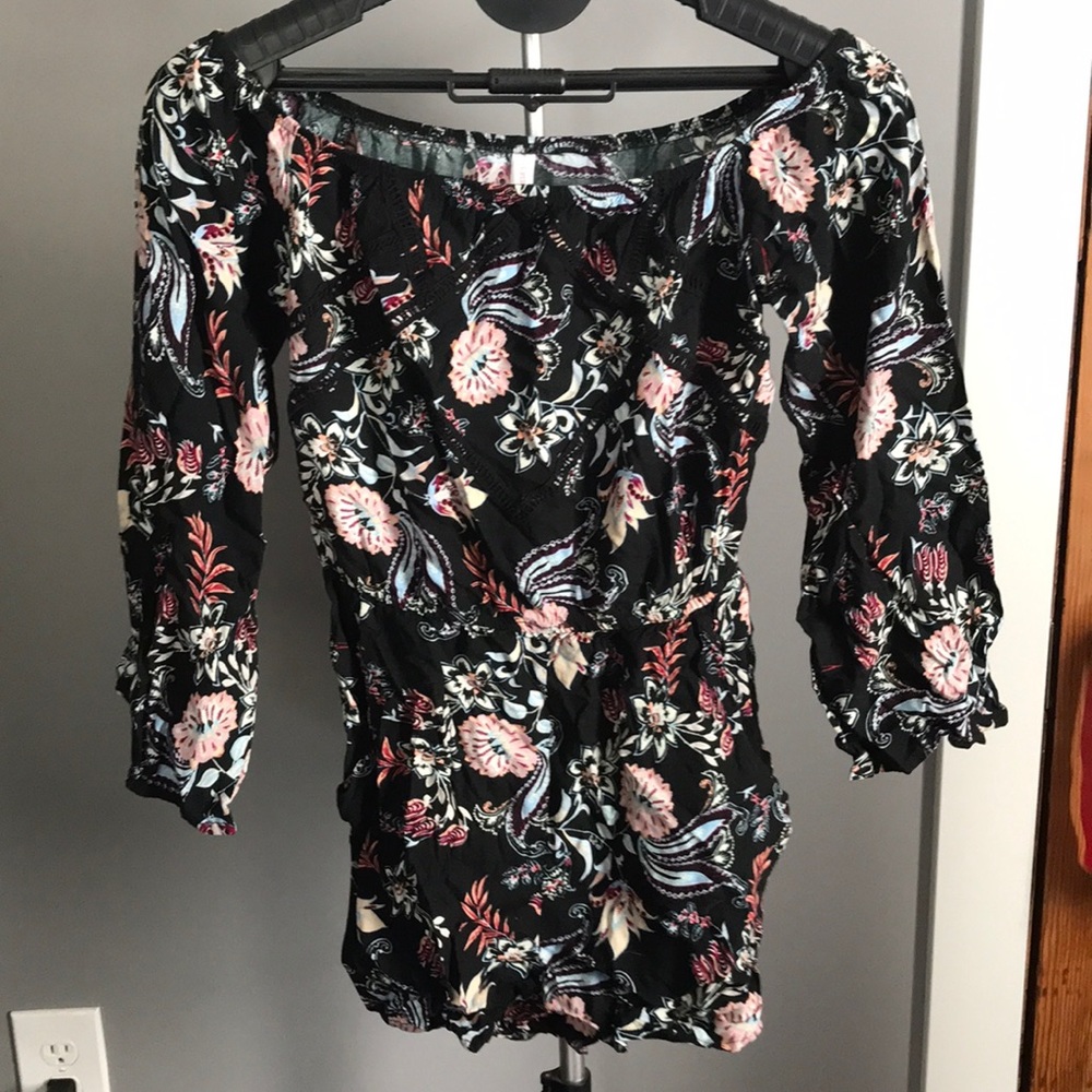 Off the shoulder romper, black. Medium w/pockets.